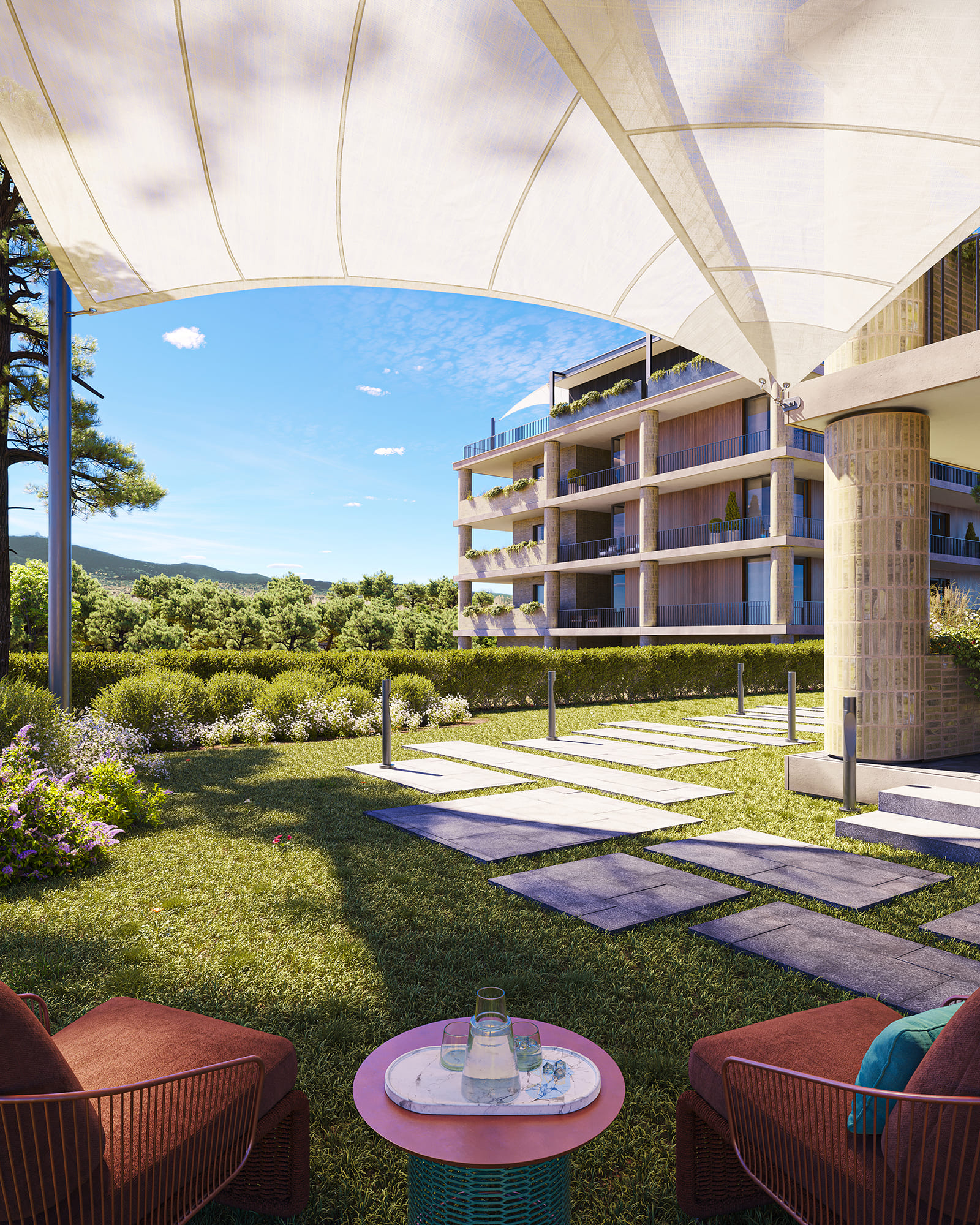 Nicoloierardi – outdoor pergola with lounge area, architectural detail